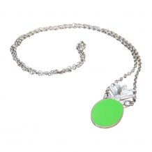 Silver-Tone Pineapple Medallion with Chain - LIME - CLOSEOUT