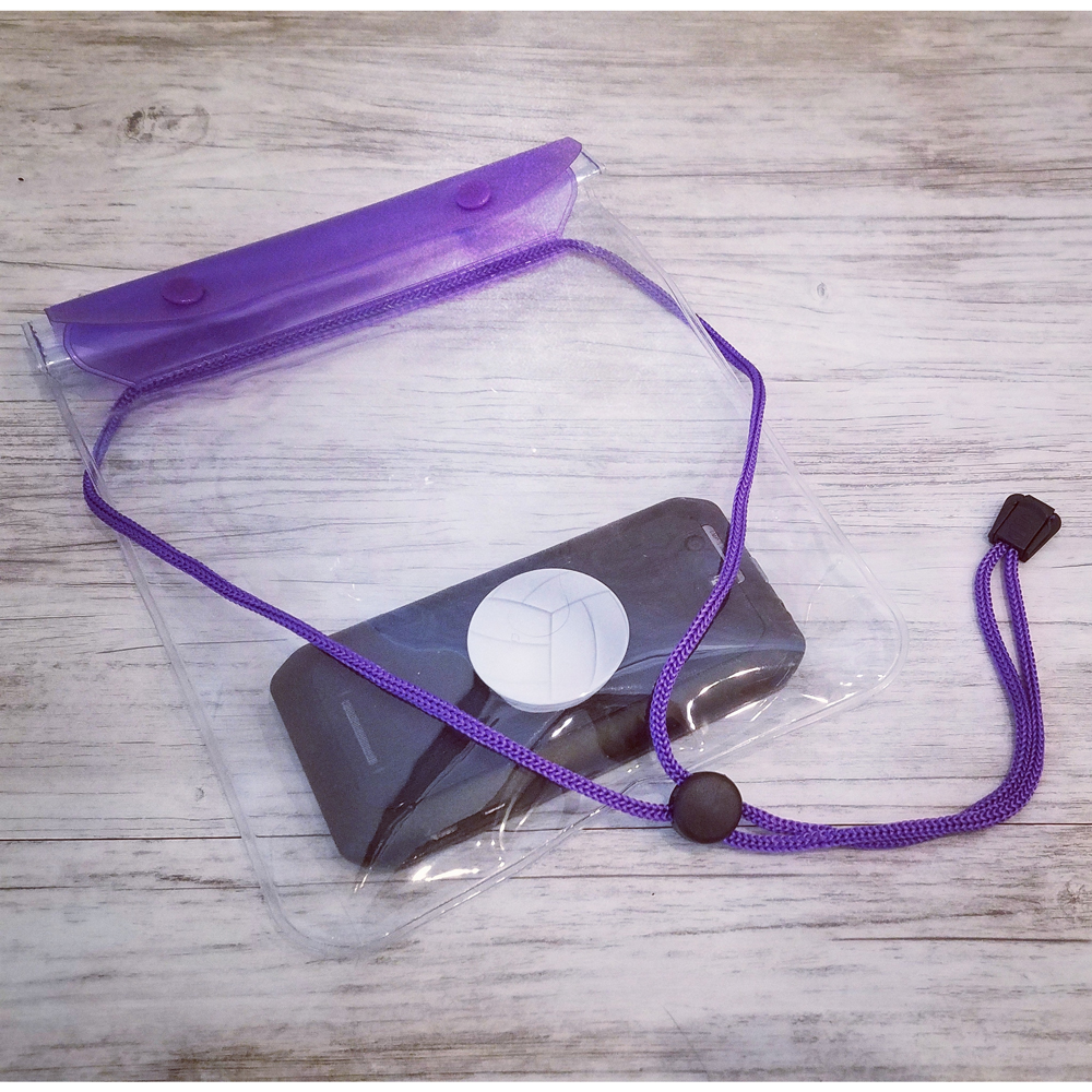 Universal Waterproof Cellphone Pouch with Lanyard - PURPLE - CLOSEOUT
