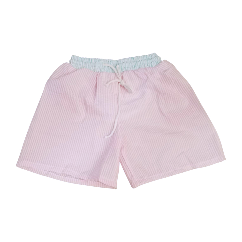 The Coral Palms® Blank Boys Seersucker Swimming Trunks - PINK/AQUA - CLOSEOUT