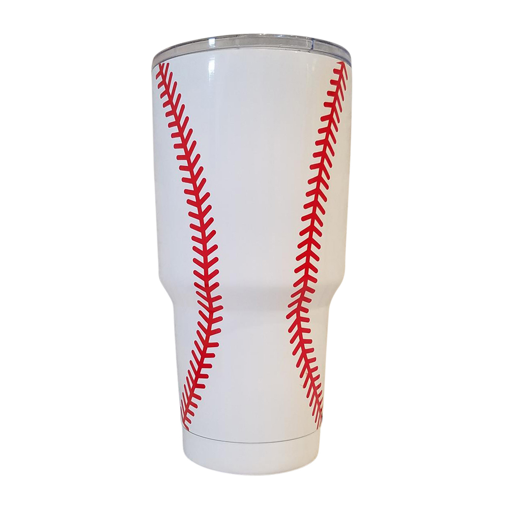 30oz Double Wall Stainless Steel Super Tumbler - DOUBLE LACE BASEBALL