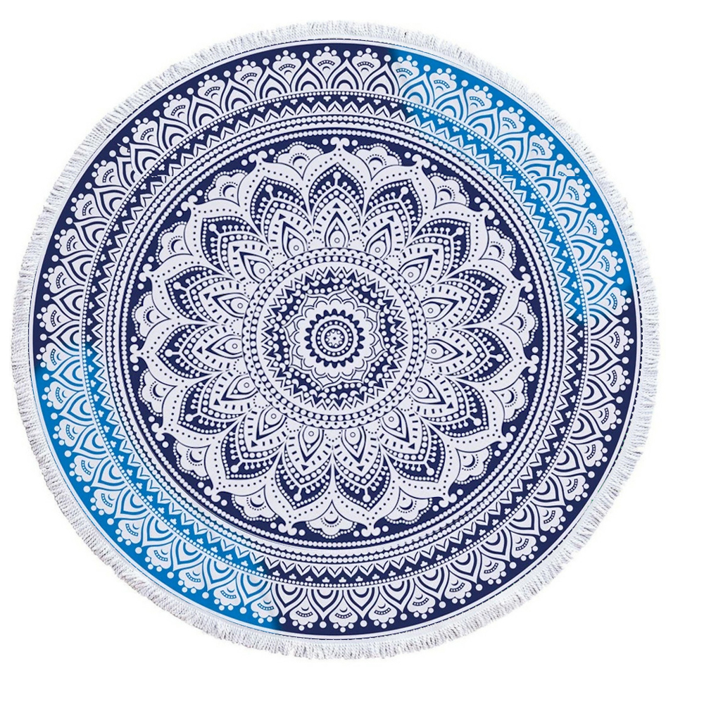 Ombre Bohemain Print 60" Round Fringed Beach Towel - CLOSEOUT