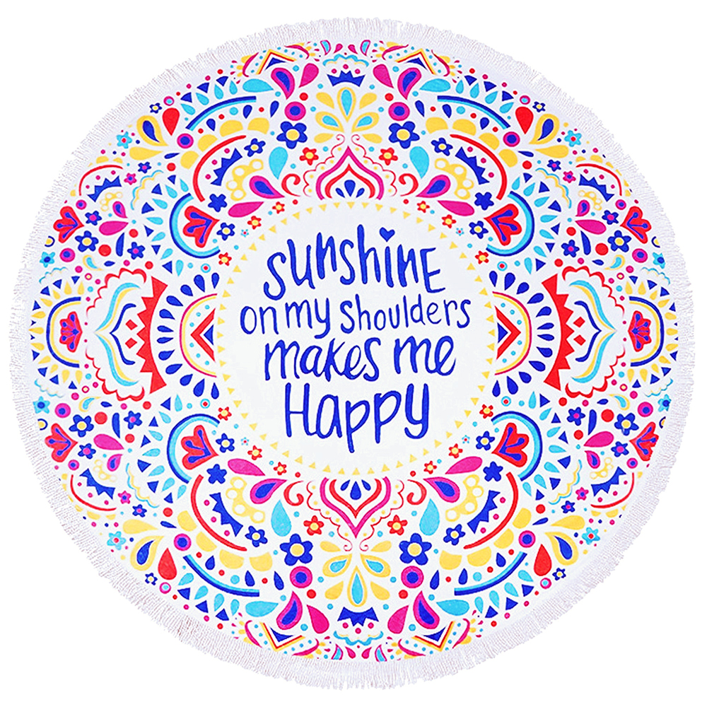 Sunshine On My Shoulders Print 60" Round Fringed Beach Towel - CLOSEOUT