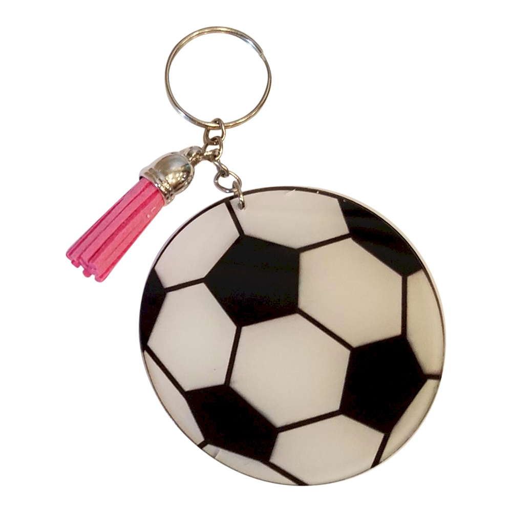 Acrylic Sports Key Chain with Tassel - SOCCER - CLOSEOUT