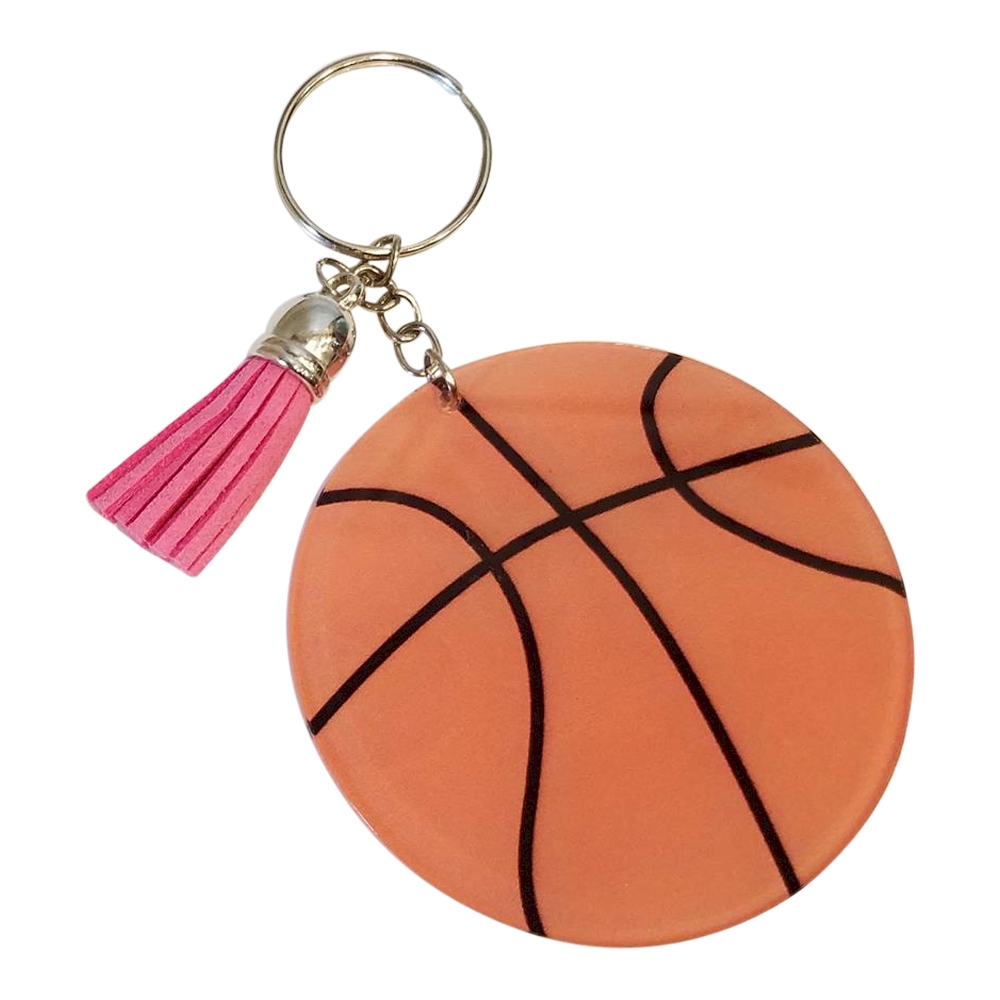 Acrylic Sports Key Chain with Tassel - BASKETBALL - CLOSEOUT