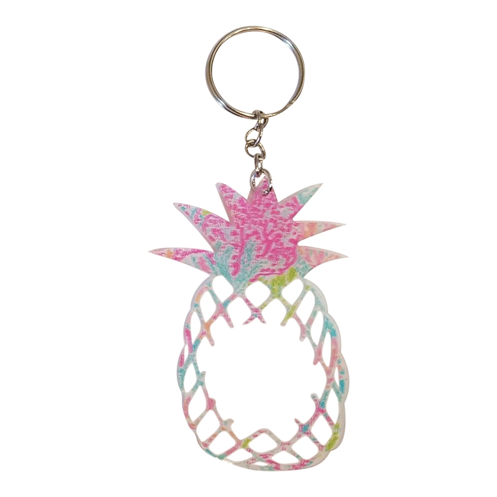 Acrylic Pineapple Key Chain - CORAL