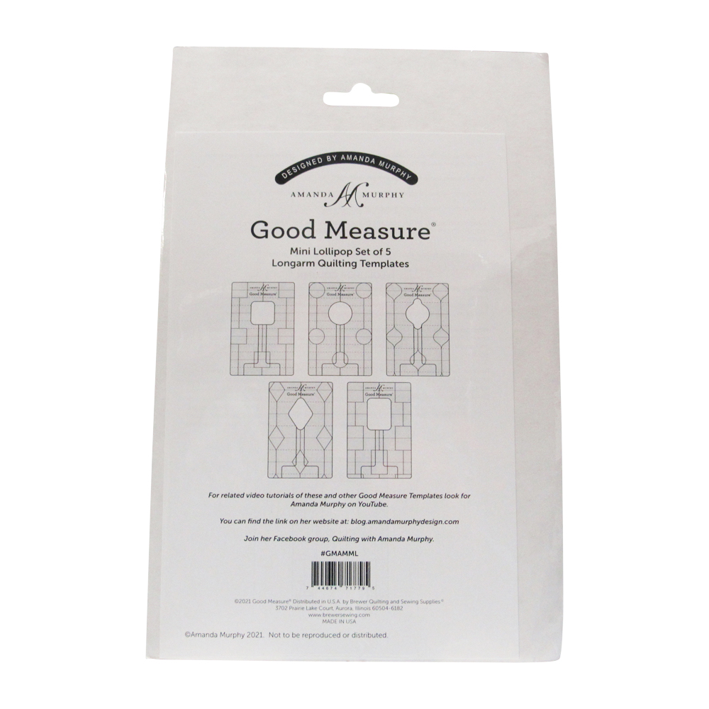 Mini Lollipop - Set of 5 Good Measure Longarm Quilting Template Rulers by Amanda Murphy