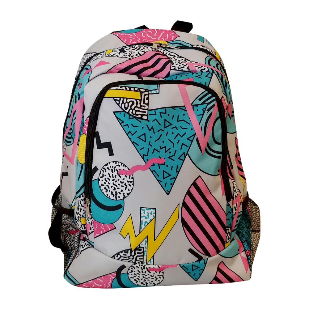 Rad Shapes Print Backpack Embroidery Blanks - BLACK TRIM - CLOSEOUT