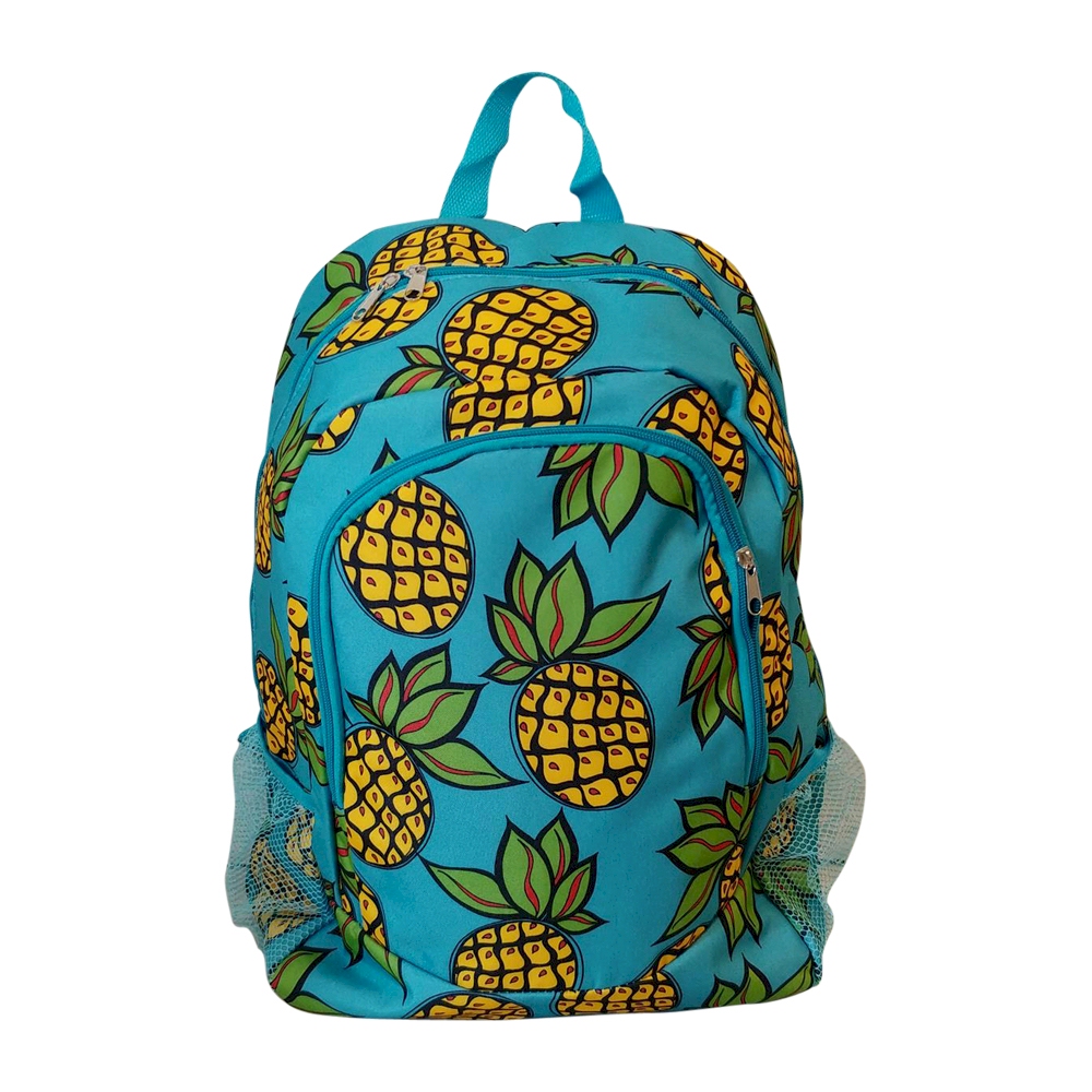 Pineapple Print Backpack Embroidery Blanks - TURQUOISE TRIM - CLOSEOUT