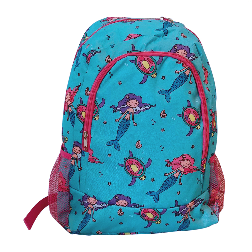 Mermaid Print Backpack Embroidery Blanks - HOT PINK TRIM