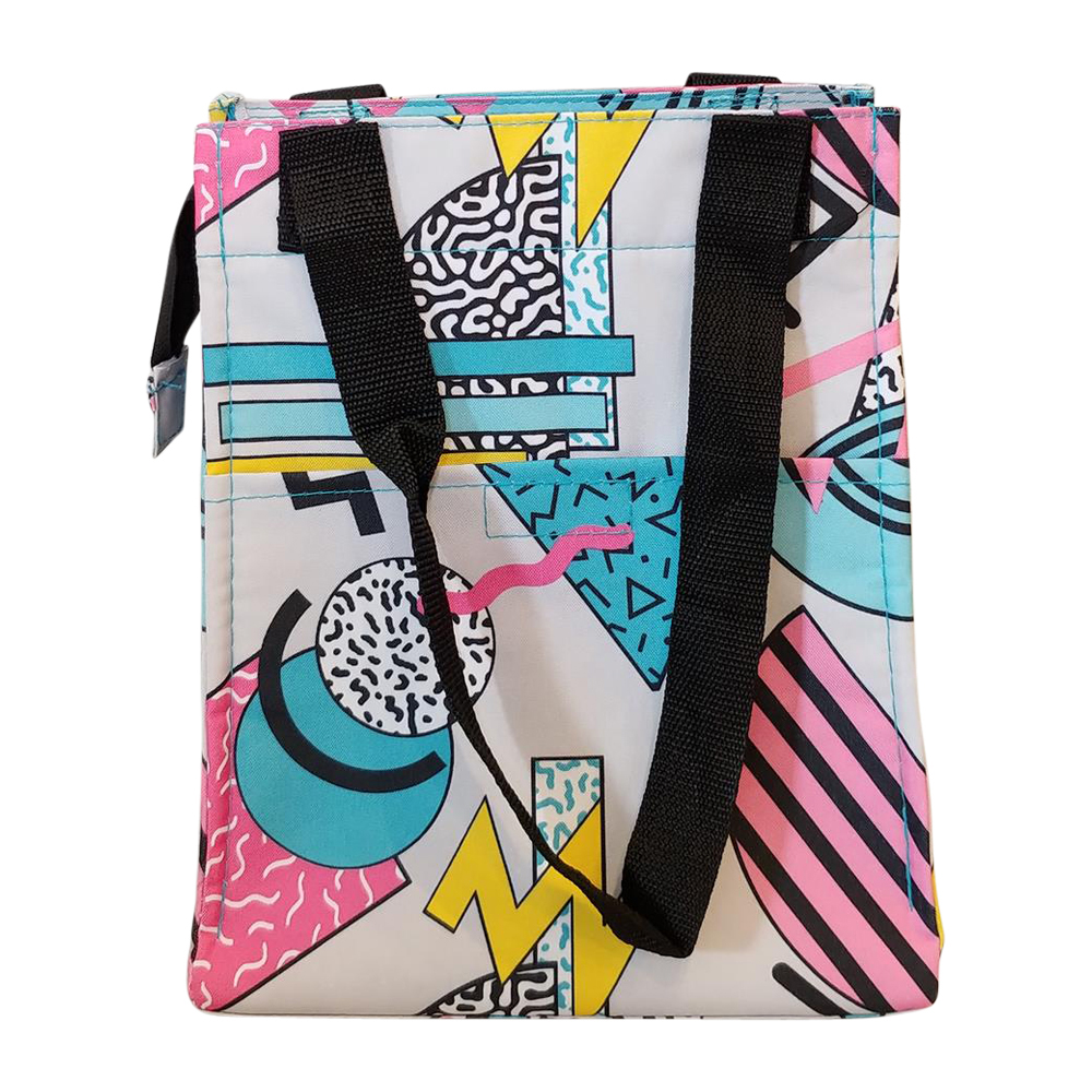 Rad Shapes Print Lunch Tote/Beverage Cooler Bag Embroidery Blanks - BLACK TRIM - CLOSEOUT