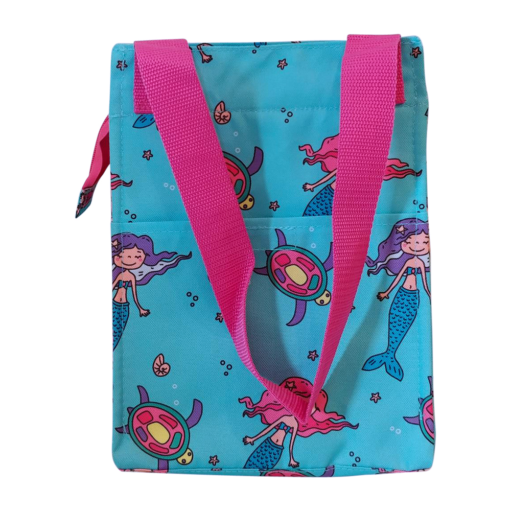 Mermaid Print Lunch Tote/Beverage Cooler Bag Embroidery Blanks - HOT PINK TRIM