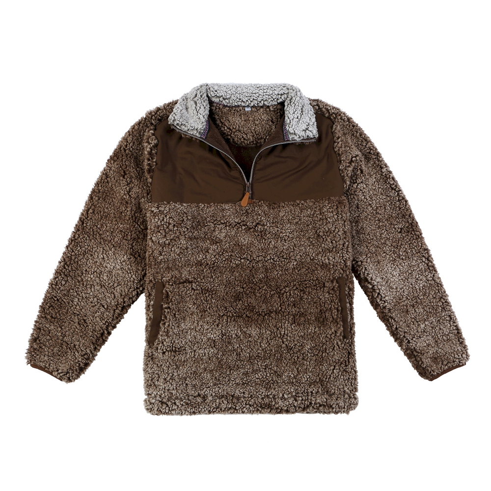 The Coral Palms® Frosted Sherpa Quarter-Zip Pocket Pullover - BROWN - CLOSEOUT