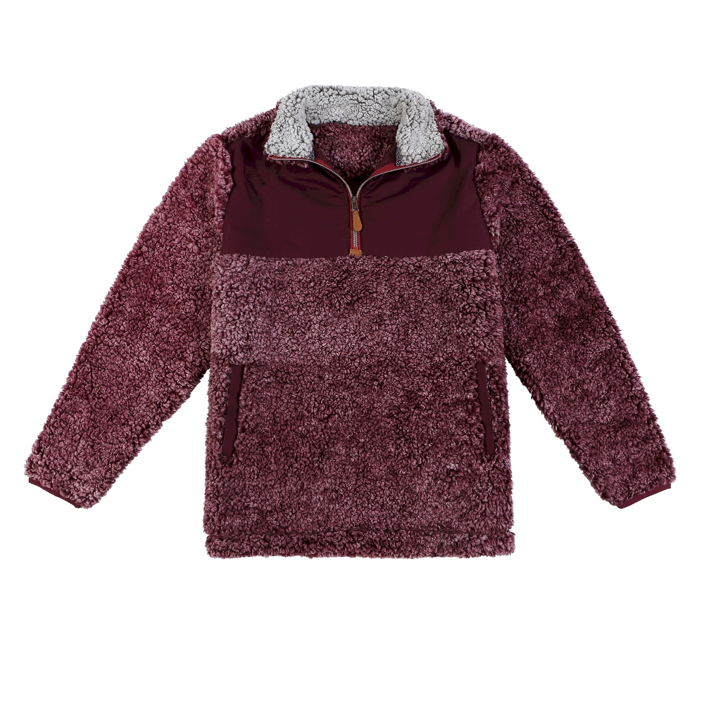 The Coral Palms® Frosted Sherpa Quarter-Zip Pocket Pullover - WINE - CLOSEOUT