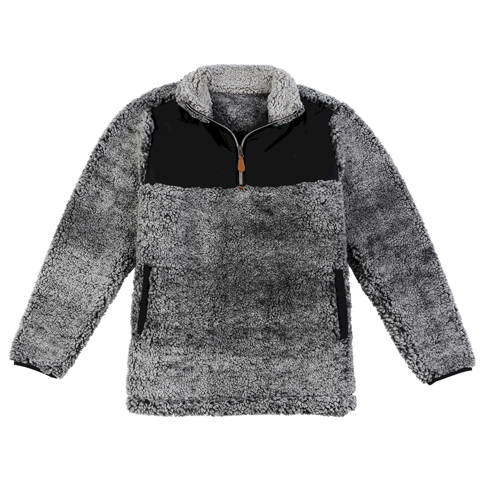 The Coral Palms® Frosted Sherpa Quarter-Zip Pocket Pullover - BLACK - CLOSEOUT