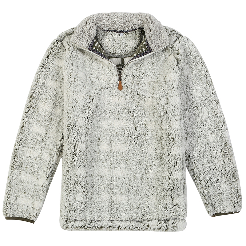 The Coral Palms® Frosted Plaid Sherpa Quarter-Zip Pocket Pullover - MOSS - CLOSEOUT