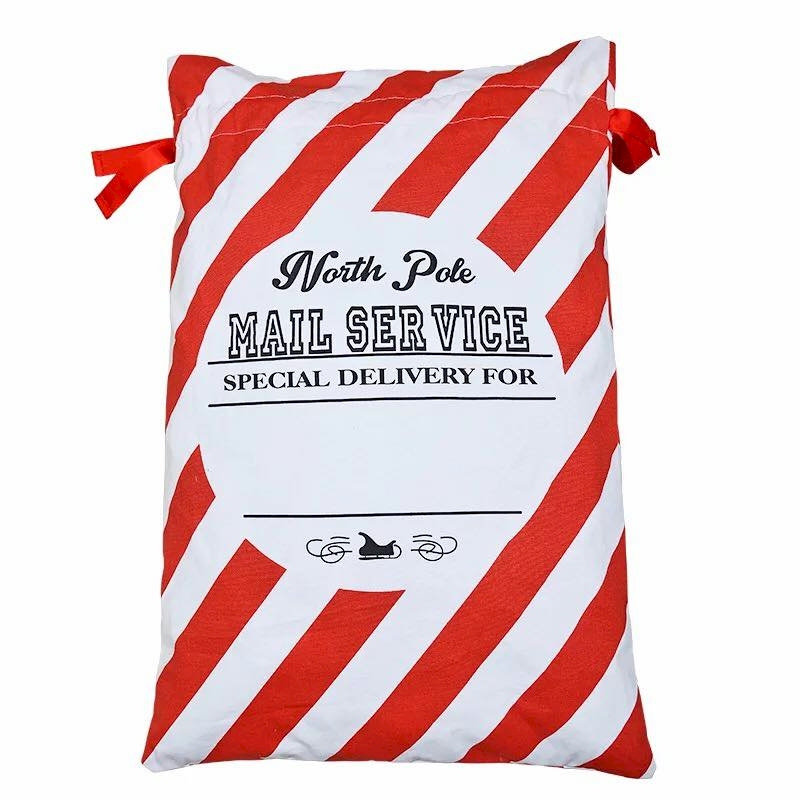 Natural Canvas Christmas Drawstring Gift Bag - North Pole Mail Service - CLOSEOUT
