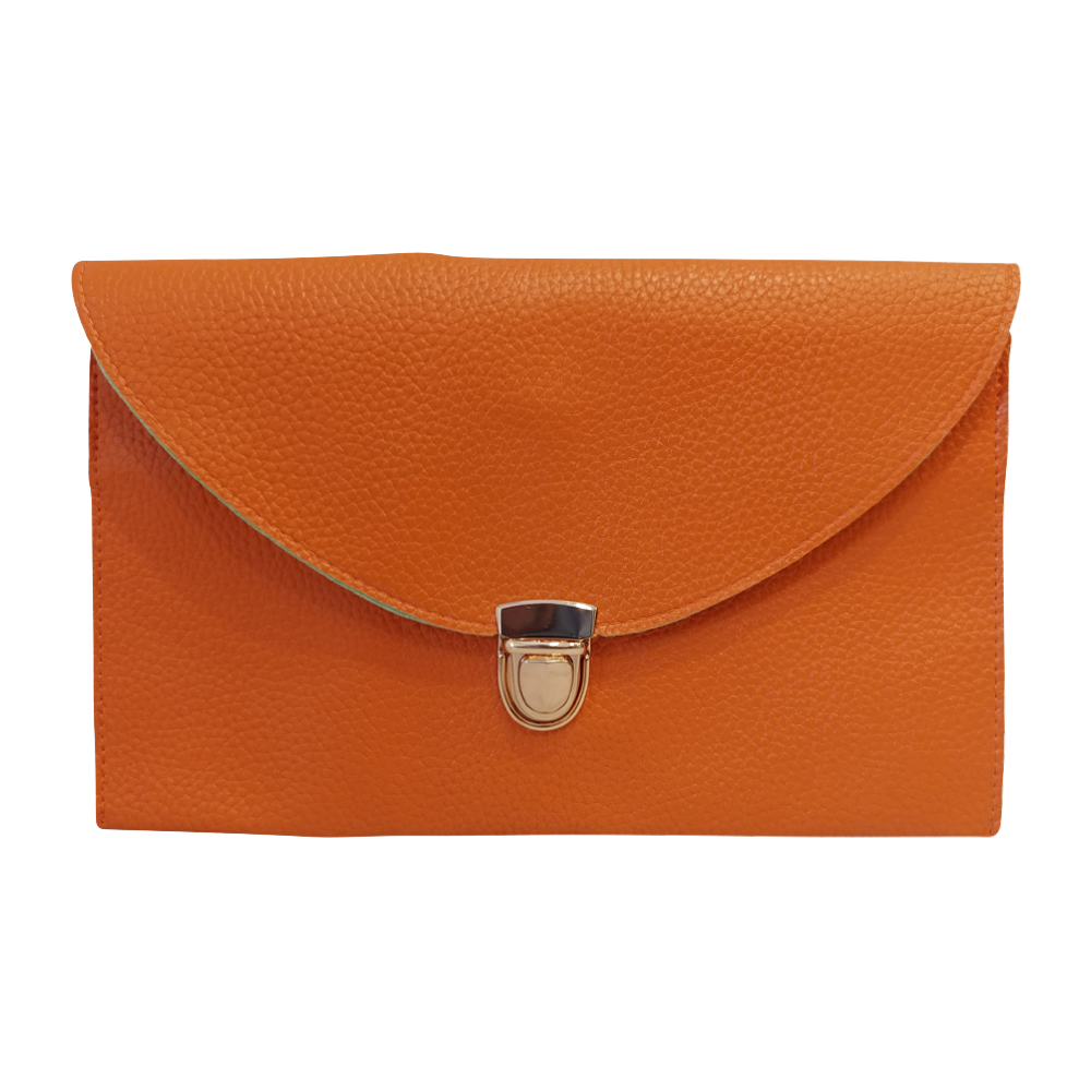 Leatherette Envelope Clutch Purse Embroidery Blank With Detachable Gold Shoulder Chain - PUMPKIN - CLOSEOUT