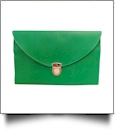 Leatherette Envelope Clutch Purse Embroidery Blank With Detachable Gold Shoulder Chain - SHAMROCK - CLOSEOUT