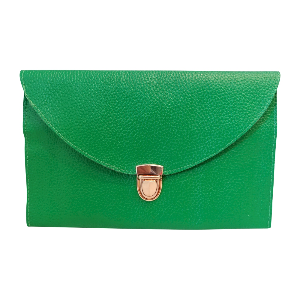 Leatherette Envelope Clutch Purse Embroidery Blank With Detachable Gold Shoulder Chain - SHAMROCK - CLOSEOUT