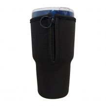 Insulated Zipper Tumbler Coolie - Fits Most 30oz Tumblers - BLACK - CLOSEOUT