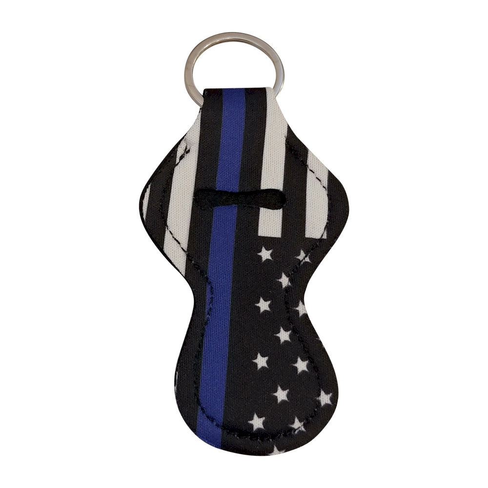 Blue Line Police Officer Print Neoprene Chapstick Holder - CLOSEOUT