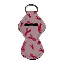 Pink Ribbon Print Neoprene Chapstick Holder - CLOSEOUT