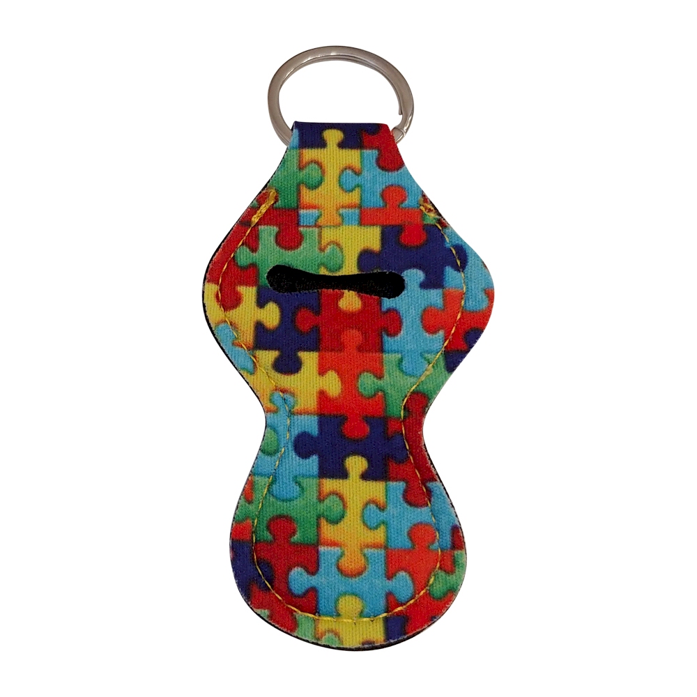 Autism Puzzle Piece Print Neoprene Chapstick Holder - CLOSEOUT