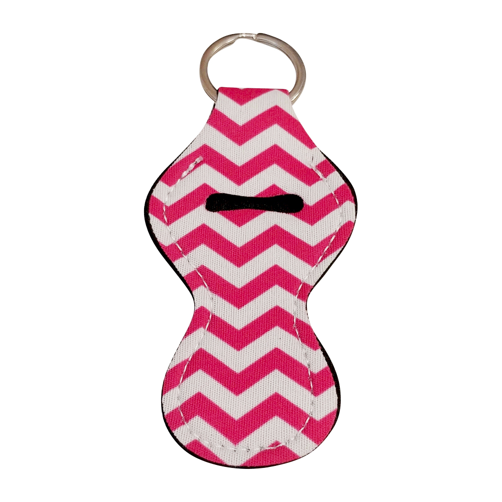 Chevron Print Neoprene Chapstick Holder - HOT PINK - CLOSEOUT