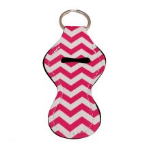 Chevron Print Neoprene Chapstick Holder - HOT PINK - CLOSEOUT