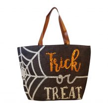 Jumbo Halloween Tote with 2 Color Sequins - TRICK OR TREAT - CLOSEOUT IRREGULAR