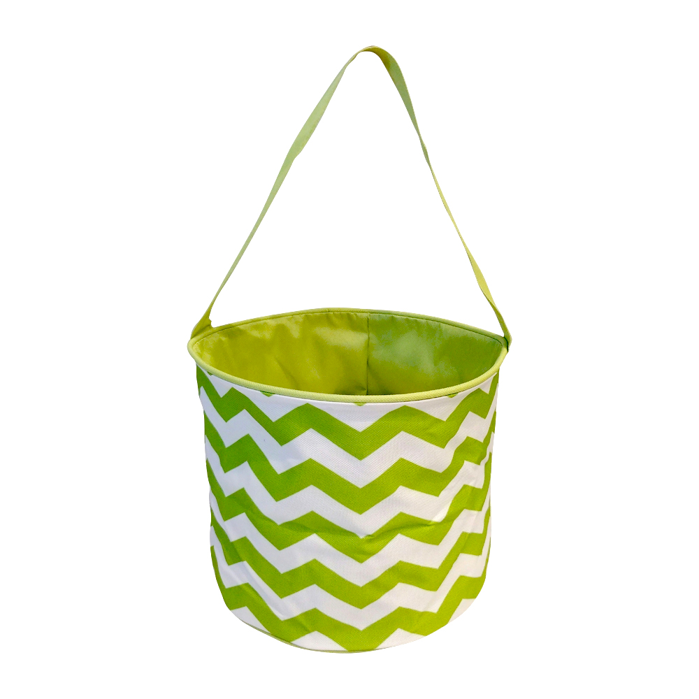 Monogrammable Easter Basket & Halloween Bucket Tote - LIME CHEVRON - CLOSEOUT