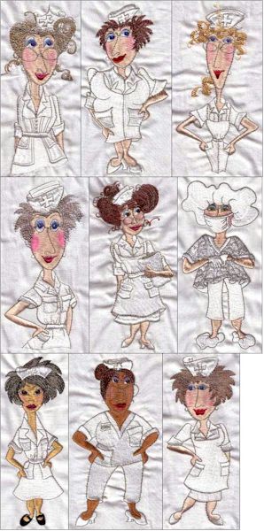 Nifty Nurses by Loralie Designs Embroidery Designs on CD 630005