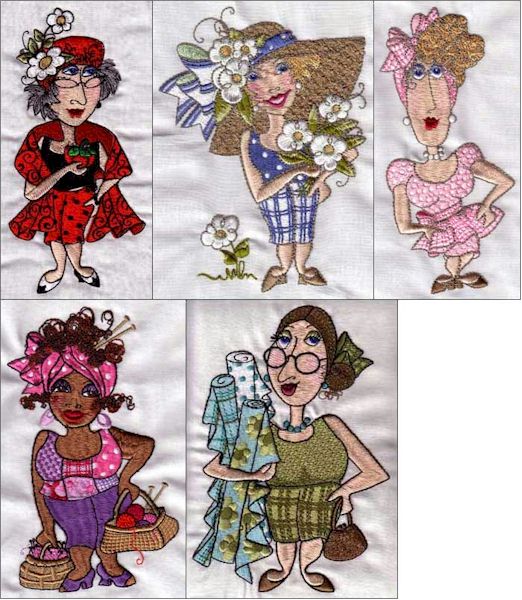 Busy Ladies by Loralie Designs Embroidery Designs on CD 630007