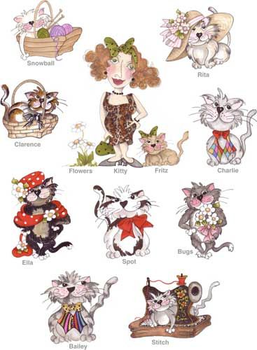 Fancy Cats by Loralie Designs Embroidery Designs on CD 630010