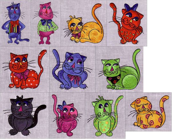 Cool Cats by Loralie Designs Embroidery Designs on CD 630011