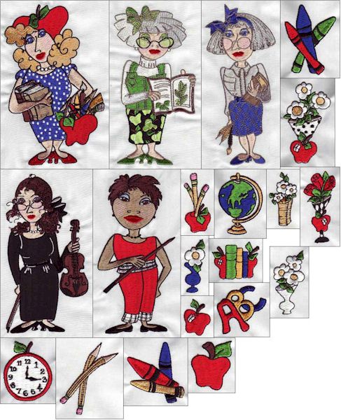 Teachers Too by Loralie Designs Embroidery Designs on CD 630023