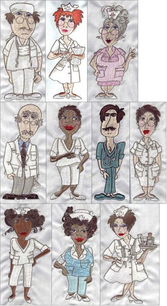 Happy Nurses by Loralie Designs Embroidery Designs on CD 630024