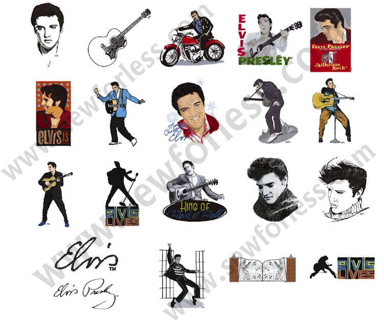 Elvis Presley Embroidery Designs by Dakota Collectibles on a Multi-Format CD-ROM