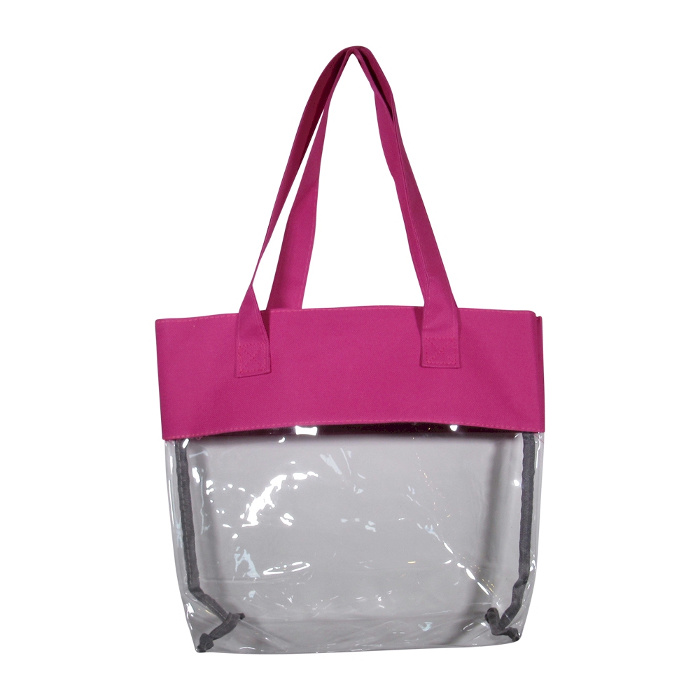 Deluxe Clear Tote Bag - HOT PINK - CLOSEOUT
