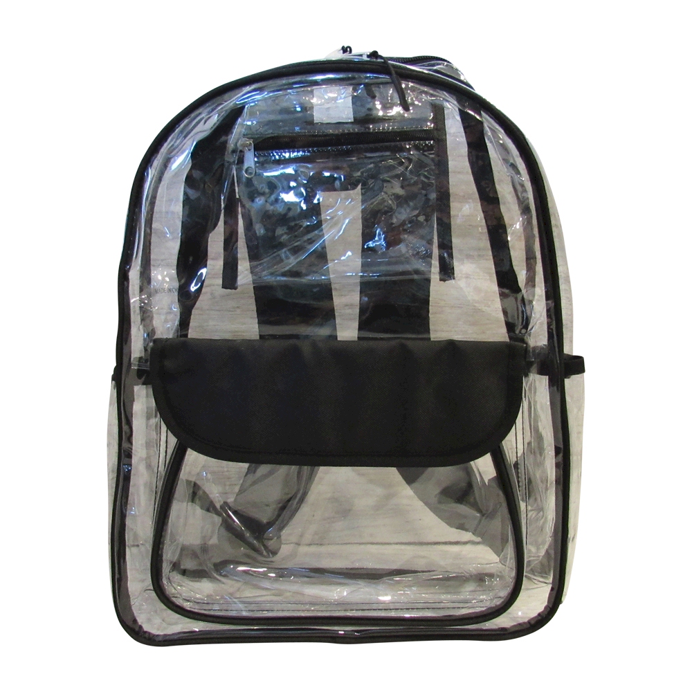 Premium Clear Backpack - BLACK TRIM - CLOSEOUT