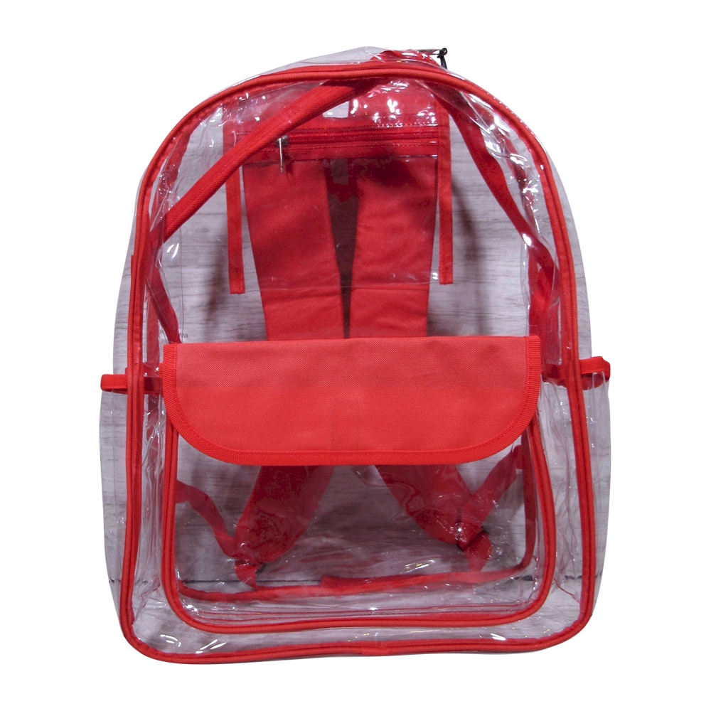 Premium Clear Backpack - RED TRIM - CLOSEOUT