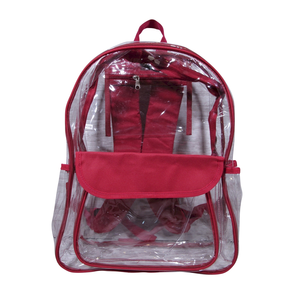 Premium Clear Backpack - MAROON TRIM - CLOSEOUT