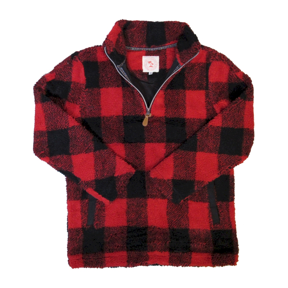 The Coral Palms® Buffalo Plaid Sherpa Quarter-Zip Sherpa Pullover - CLOSEOUT