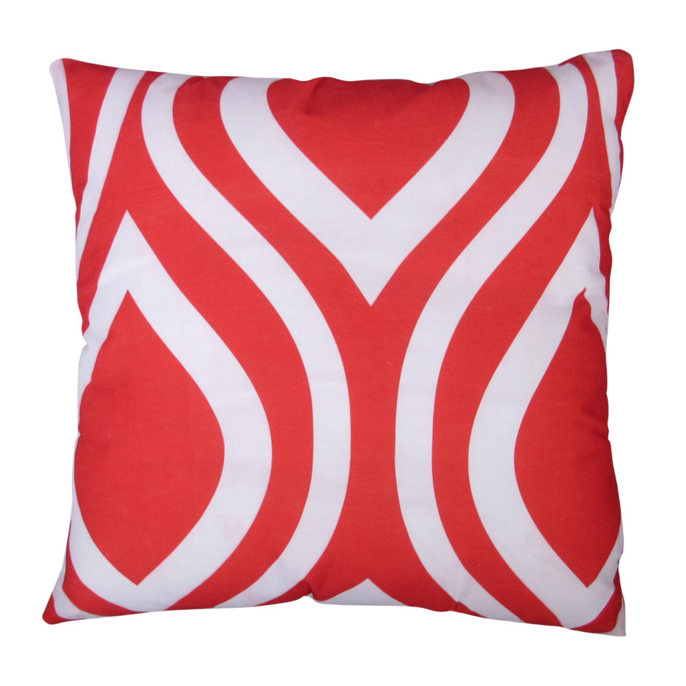 Throw Pillow Cover in Wavy Print - RED - CLOSEOUT