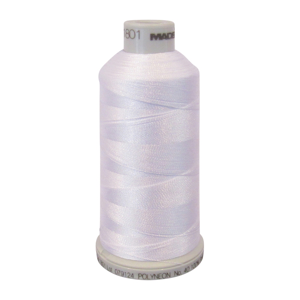 1801 Super White Madeira Polyneon Polyester Embroidery Thread 1000 Meter Spool - CLOSEOUT