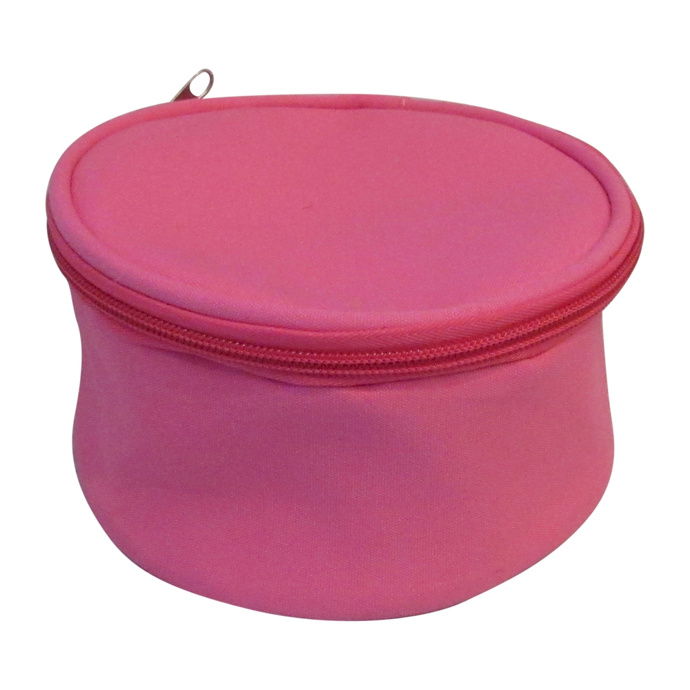 The Coral Palms® Canvas Round Jewelry Case Embroidery Blanks - PINK - CLOSEOUT
