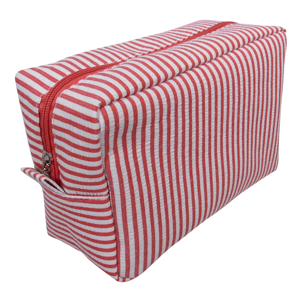 The Coral Palms® Simply Seersucker Cosmetic Bag - RED - CLOSEOUT
