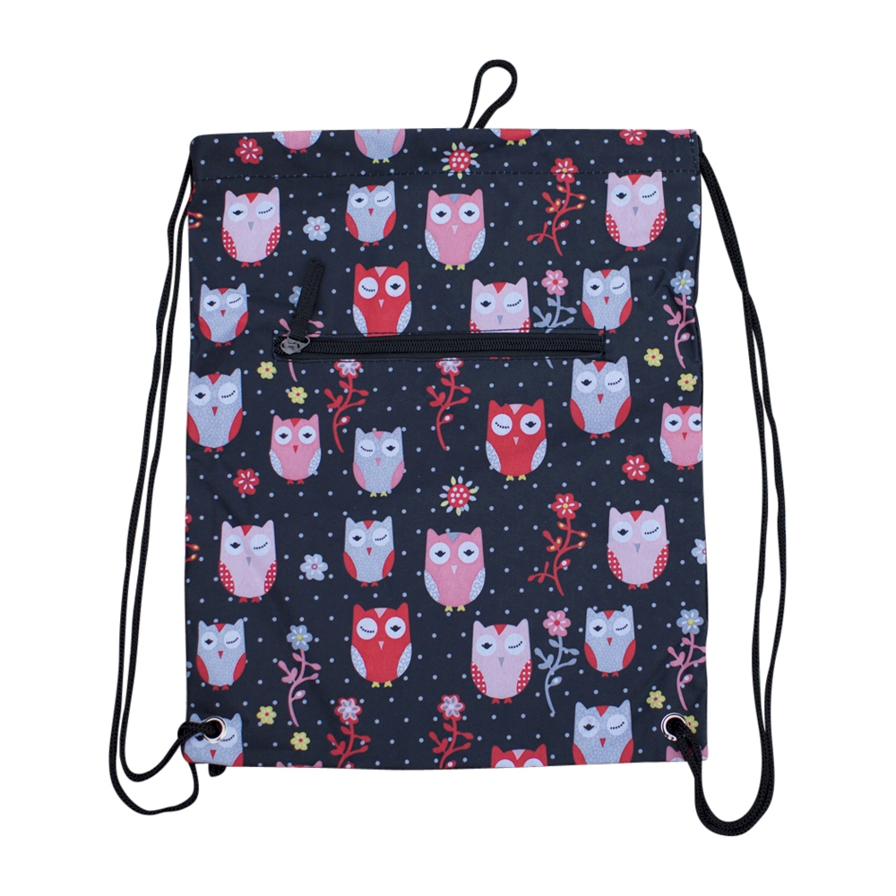 Owl Print Gym Bag Drawstring Pack Embroidery Blanks - CLOSEOUT