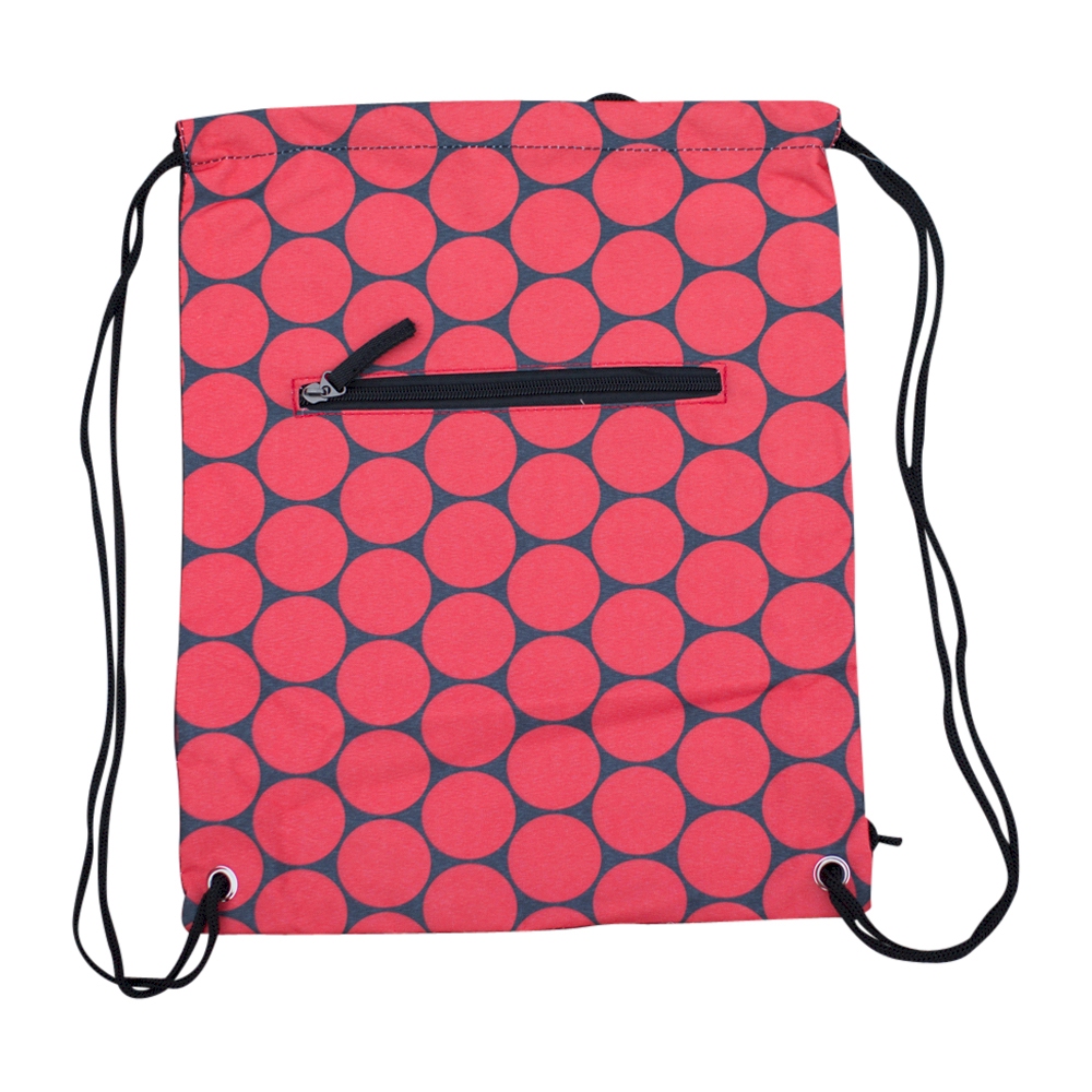 Jumbo Dots Print Gym Bag Drawstring Pack Embroidery Blanks - BLACK/RED - CLOSEOUT