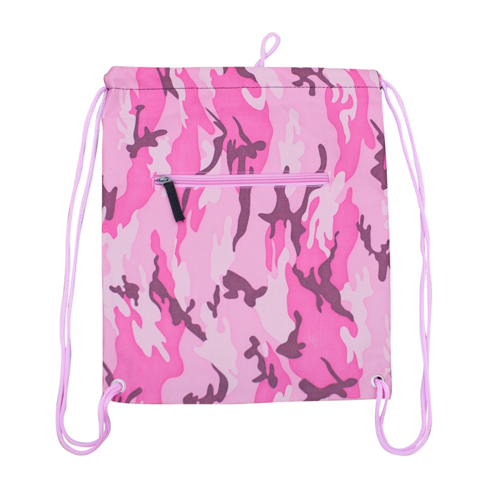 Camo Print Gym Bag Drawstring Pack Embroidery Blanks - PINK - CLOSEOUT